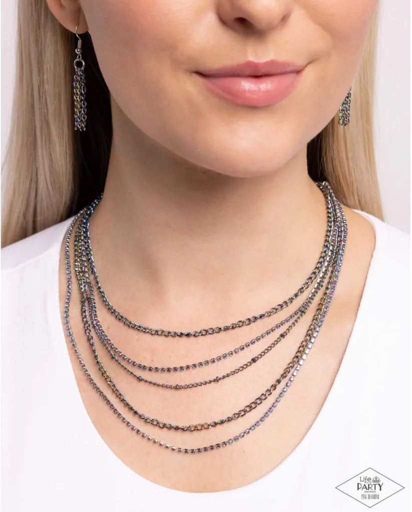 Dangerously Demure - Multi Necklace - Pink Diamond