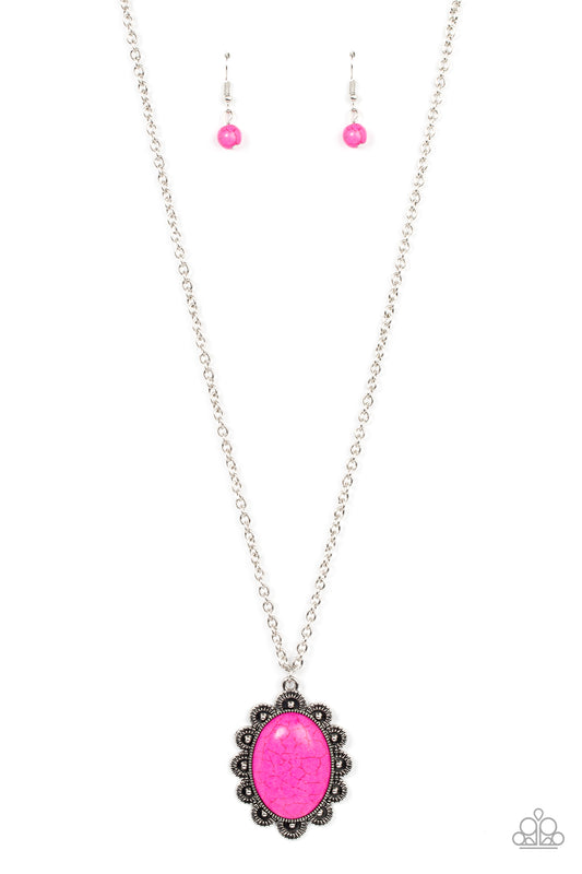 Daisy Dotted Deserts - Pink Necklace