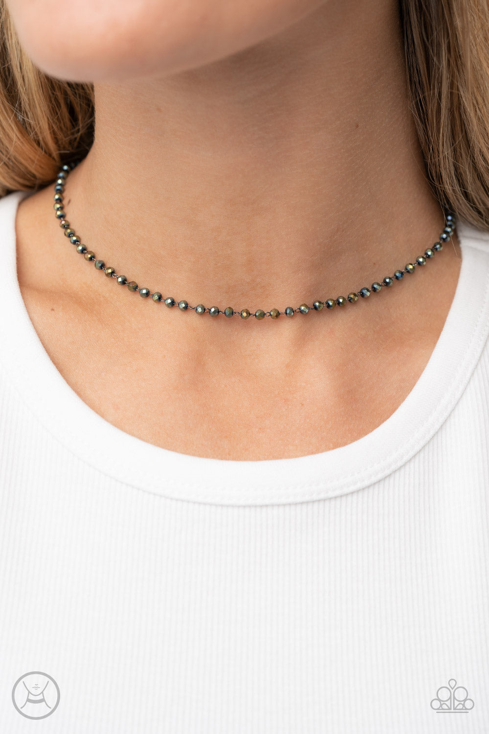 MINI MVP - MULTI OIL SPILL BEAD CHOKER NECKLACE - PAPARAZZI