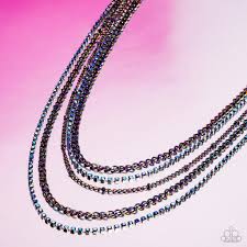 Dangerously Demure - Multi Necklace - Pink Diamond