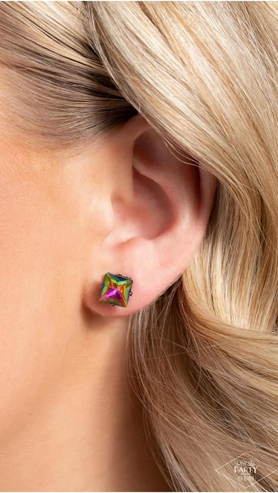 GIRLS WILL BE GIRLS - MULTI OIL SPILL POST EARRINGS