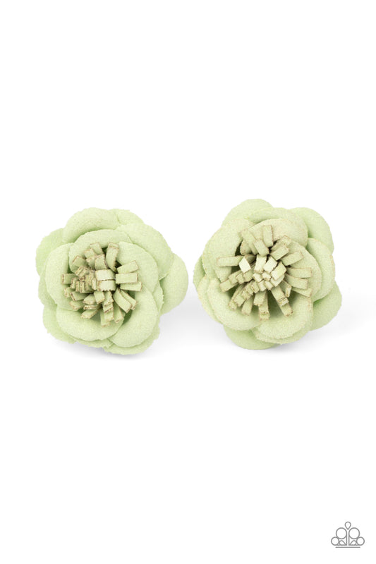 Rosy Posy - Green hair clip
