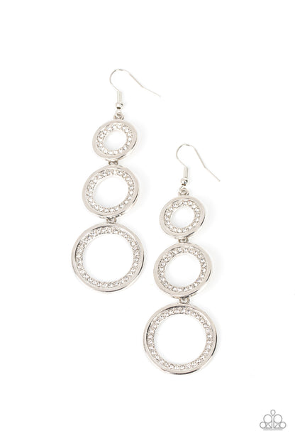 Shimmering in Circles - White Earrings